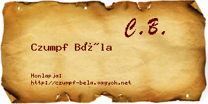 Czumpf Béla névjegykártya